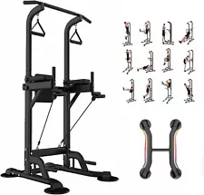 Power Tower Dip Station Pull Up Bar Exercise Tower Adjustable Pull Up Station