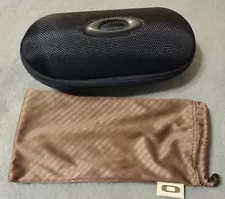 Oakley Sunglasses Case Hard Shell Logo Zippered Case Round Pillbox Black