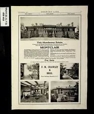 1921 For Sale Montclair FM Crawley & Bros Real Estate Vintage Print Ad 14282