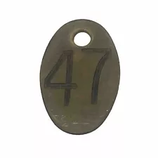 Antique / Vintage Solid Brass Cow Cattle Number Tag #47