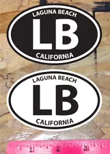 LB Laguna Beach CA California Oval car window bumper sticker decal 2 for 1