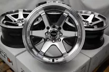 15x7 Black Wheels Rims 4 Lugs Fit Kia Rio Spectra Mazda Miata Cooper Scion iQ xB