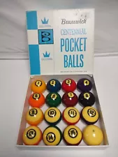 Boxed Brunswick Gold Crown Centennial Pocket Balls Vintage / All 16 in Box