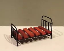 Wrought Iron Miniature Doll Bed with Orange Slats