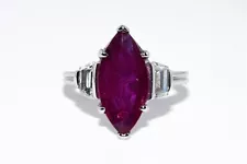 $10,000 3.05CT NATURAL AFRICAN RUBY & DIAMOND COCKTAIL RING PLATINUM