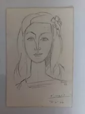 Pablo Picasso, Drawing Sketch Portrait Signed Painting Modernist