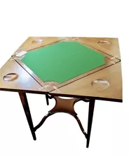 Antique Mahogany Napkin Folding Card Game Table