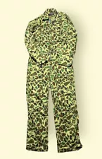 Vintage Caliber Duck Camo Jumpsuit 1970s Men’s Medium Green Vtg 70s