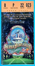 Super Bowl XXVIII Ticket Stub Bills vs. Cowboys