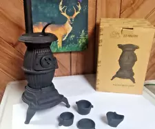 Old Mountain Preseasoned Cast Iron Mini Pot Belly Stove New in Box w Accessories