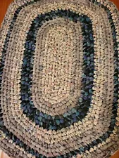 Handmade Crochet Rag Rug - 36" x 25" Oval