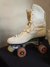 Vintage Roller Derby White Leather Roller Skates Women Size 8