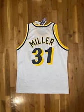 REGGIE MILLER Champion INDIANA PACERS White Jersey 48 NBA Schrempf Smits Person