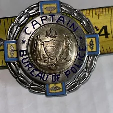 Obsolete 1960-1970s Sterling ,Captain Bureau Of Police Philadelphia PA Badge