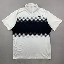 Nike Tiger Woods Mens Shirt XL White Colorblock Polo Golf Diamond Gradient