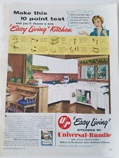 1954 Universal Rundle white kitchen cabinets retro 1950s design ad