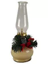 Vintage LampLight Farms Ivory Cream Glass Hurricane Kerosene Oil Lamp 8" - Italy