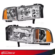 Amber Corner Chrome Headlights Assembly Fit For 94-2002 Dodge Ram 1500 2500 3500 (For: 1999 Dodge Ram 1500)