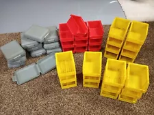 PARTS BINS STORAGE CONTAINERS BOLTS HARDWARE LOT 41 RED YELLOW GRAY