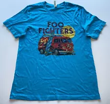 FOO FIGHTERS Graphic T-Shirt Women's LARGE Short Sleeve Blue Van-Bus Surf Board