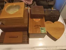 Lot Of 7 Wooden Boxes All Different Shapes And Styles