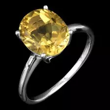 NATURAL 11X9MM CITRINE SINGLE GEMSTONE IN STERLING SILVER 928 RING SIZE 8