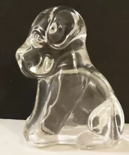 Vintage Clear Glass Sitting Dog Figurine or Paper Weight