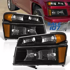 For 04-12 Chevy Colorado GMC Canyon Black Headlights Headlamps+Corner Left+Right (For: 2012 GMC Canyon)