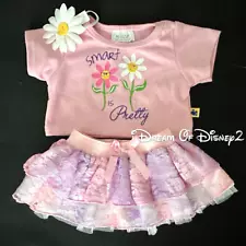 Build-A-Bear 'SMART Is PRETTY' PINK TOP, LACE SKIRT, DAISY Teddy Clothes Outfit