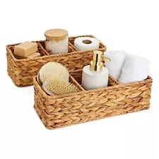 Farmlyn Creek 2 Pack Decorative Water Hyacinth Storage Baskets with 3