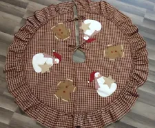 Country Primitive Look Gingerbread Men & Snowman Christmas Tree Skirt 48inch