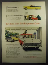 1956 Ford Fairlane Sunliner and Custom Ranch Wagon Ad - Twice the fun