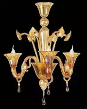 Venetian Ceiling Chandelier Murano Glass Handmade in Italy 3 Lights