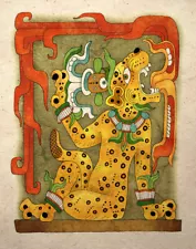 Aztec Mayan Art Print Jaguar God