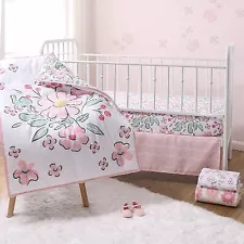 The Peanutshell 5-Piece Floral Fun Baby Crib Bedding Set for Girls with Extra