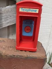 Vintage Plastic Red Telephone Booth/ British London style- makes ringing sounds-