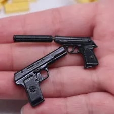 2PC Doll House Miniatures 1/6 Scale Accessories Pistol Gun Model Soldier Decor