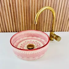 Ceramic Sink For Bathroom Handmade, Moroccan Sink, Pink Ceramic Sink Basin