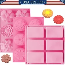 3 PACK Mixed Flower Shaped Silicone DIY Handmade Soap Molds ~ US Seller