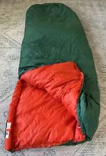 VTG 70s Royal Down Products Green & Orange Down Filled Mummy Sleeping Bag **READ