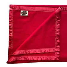 Creswick Woollen Mills Australian Merino Wool Blanket King 108x88 Red Satin Trim