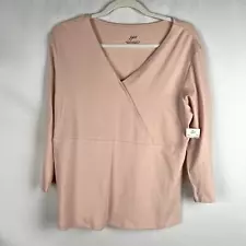 J. Jill NWT Women size 1X Supersoft Crossover Tee Ballerina Pink Long Sleeve