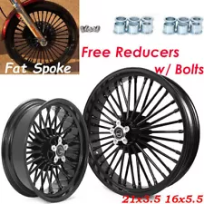 21x3.5 16x5.5 Fat Spoke Wheels Rims Hubs Set for Harley Dyna Wide Glide Fat Bob