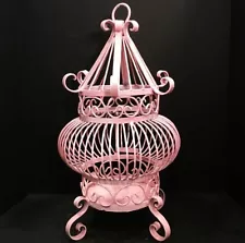 Pink bird cage. Wrought Iron. Barbiecore. Pop art.