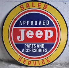 Jeep sales & Service Porcelain Enamel Sign 30 x 30 Inches 1 Sided