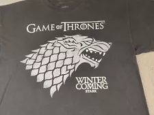 Game of Thrones Black T Shirt Mens 2XL Winter Is Coming Stark Dire Wolf Medieval