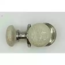 NCL Hardware Keyless Oblate Porcelain Door Knobs With Nickel Rosette