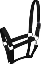 Western Saddle Draft or Large Horse or Mule Heavy Black Nylon Halter Head Collar