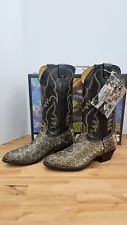 Nocona Men's Natural Western Diamondback Rattlesnake Cowboy Boots Size 9 D