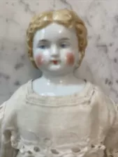 New Listingantique Blond china head doll Germany 12 Inch Rosy Cheeks Rare Hairdo